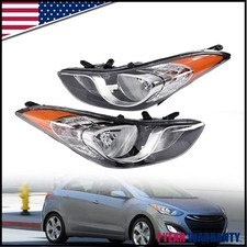Pair Set Halogen Headlight Headlamp Assembly For 2011-2013 Hyundai Elantra picture