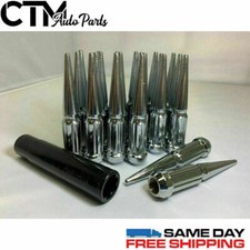 20PC 4.5''CHROME 14X2 SPLING SPIKE LUG NUTS + KEY FIT F150 Navigator Expedition  picture