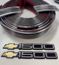 88-98 OBS Chevy Silverado Short Bed Molding PreCut Extended Cab w/2pc 1500emblem picture