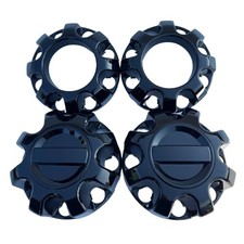 FIT F250 F350 SD GLOSS BLACK 8 Lug Center Cap Set 4 8 3/8 Diameter picture