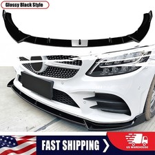 For Mercedes Benz W205 AMG 2019-2022 Front Spoiler Lip Splitter GLOSS Black picture