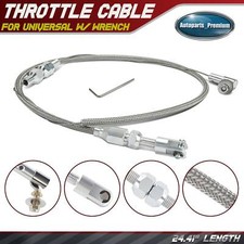 24.41 In Braided Stainless Steel Throttle Cable Assembly w/ Wrench for Universal picture