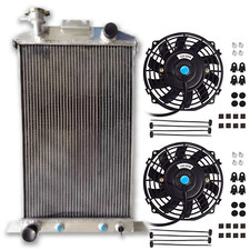 Aluminum Radiator & Fans For 1937-1939 1938 Ford Cars W/302 5L SB V8 Motor AT/MT picture