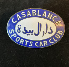 VINTAGE ENAMEL “CASABLANCA SPORTS CAR CLUB” AUTOMOBILE BADGE - PLATE TOPPER-RARE picture