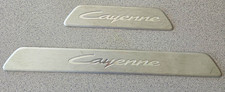 Porsche Cayenne Door Sill Trim Strips Brushed Almuminum OEM Pair Set picture