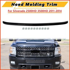 Gloss Black Hood Molding Trim Replace For 2011-2014 Chevy Silverado 2500 3500 HD picture