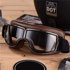 New Motorcycle Goggles Fit Over Glasses For Men Vintage Leather Riding Glasses** picture