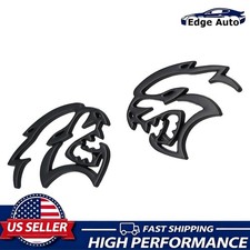 2x Zinc Alloy Hellcat Fender Side Emblems Badge 3D Decals For SRT Hellcat Black picture