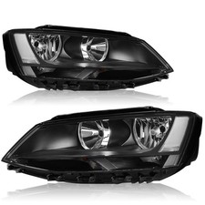 For 2011-2018 Volkswagen Jetta Driver and Passenger Black Headlights Pair 11-18 picture