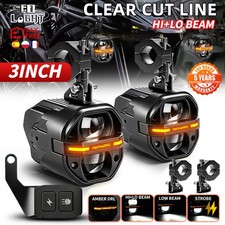 AUXBEAM Motorcycle LED Spot Lights Driving Headlight Fog Auxiliary Lights w/DRL picture