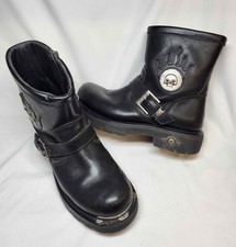 Men's Harley Davidson size 8 Willie G Skull boots black leather side zip biker  picture