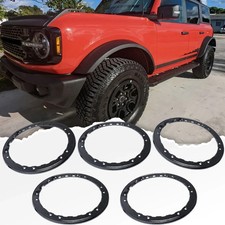 2021-2026 Ford Bronco Sasquatch Black Beadlock Wheel Beauty Rings Set of 5 picture