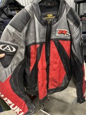 vintage early-2000s AGV Sport x Suzuki GSX-R heavy-duty leather riding jacket picture