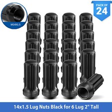 24x Epoch Spline Lug Nut Kit w/ Key Black 14mm x 1.5 2