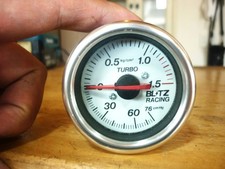 BLITZ 52mm Mechanical Boost Gauge White Face Vintage Excellent JAPAN picture
