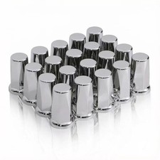 20Pcs 33mm Chrome ABS Flat-Top  Flange Push‑On Lug Nut Covers for Semi‑Trucks picture