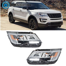 For 2016-2018 Ford Explorer Pair Headlights with LED DRL Chrome Left&Right Side picture