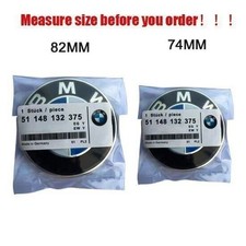 🔥82MM+74MM Car Front Hood Emblem Trunk Rear badge Fit For BMW E46 E90 F30/10/20 picture