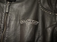Yamaha Star Zip Pockets Black Leather Motorcycle Jacket  Women's Size XXL picture