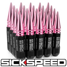 SICKSPEED 20PC BLACK / PINK SPIKED ALUMINUM 108MM 3 PC LUG NUTS 14X1.5 picture