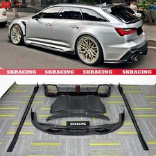 Carbon Fiber Front Lip Rear Diffuser Spoiler BodyKits Fits Audi RS6 C8 Avant 21+ picture