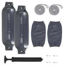Rockville FEN285-GREY Boat Fender Package 2 Bumpers 8.5