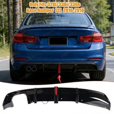 Fit For BMW F30 F31 LCI 328i 330i (Base) Rear Diffuser Gloss Black w/LED 2016-18 picture