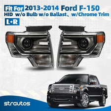For 2013-2014 Ford F-150 HID/Xenon Chrome Projector Headlight Left+Right Pair picture