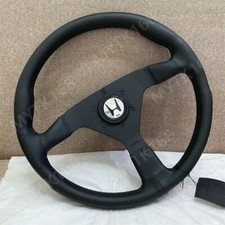14 Inch Leather Steering Wheel fits Universal Drift Car With Horn Replacement picture