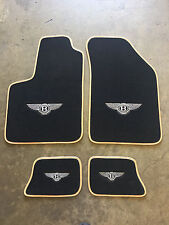BENTLEY CONT GT COUPE CUSTOM CAR FLOOR MATS 04-16 BLACK W/ SILVER WINGS TAN EDGE picture