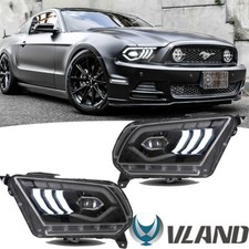 VLAND Pair LED Headlights For Ford Mustang 2010 2011 2012 2013 2014 w/Sequential picture