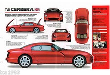 1998 TVR CERBERA SPEC SHEET / Brochure / Pamphlet / Catalog picture