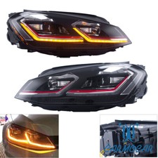 For 15-17 MK7 VW Golf Facelift Projector Headlights LED w/Switchback DRL-RED picture