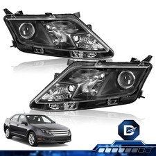 For 2010-2012 Ford Fusion Clear Lens Black Halogen Headlight Assembly L+R Pair picture