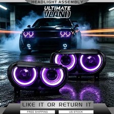LED RGB DRL Headlights For 2008-2014 Dodge Challenger VLAND Projector Sequential picture
