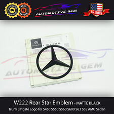 W222 SEDAN Mercedes MATTE BLACK Star Emblem Rear Trunk Lid Logo Badge AMG S550 picture