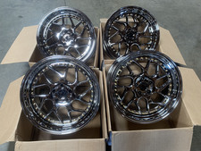 19x9.5 +22 | Aodhan  DS01  5x114.3 Black Vacuum w/Gold Rivets Wheels (Used Set) picture