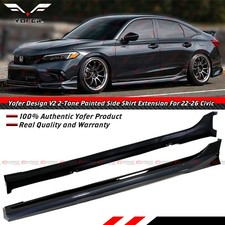 For 22-26 Honda Civic Yofer V2 Meteorite Gray Black 2 Toned Side Skirt Extension picture