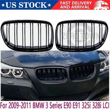 For 2009-2011 BMW 3 Series E90 E91 325i 328i LCI Gloss Black Front Kidney Grille picture