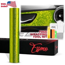 PET Damascus Steel Forged Carbon Fiber Satin Lime Green Car Vinyl Decal Sticker picture