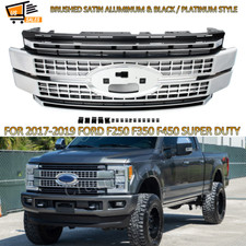 For 2017-19 Ford F250 F350 Super Duty Satin Aluminum Front Bumper Platinum Grill picture