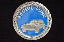 Vintage Accessory Car Grill Badge MOBIL FUNK 1970's VW Split Oval Bug Bus picture