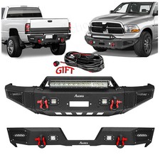 Offroad Steel Front Rear Bumper w/Lights+Wire For 1994-2002 Ram 1500 2500 3500 picture