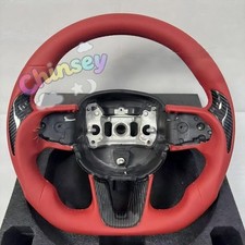 Red Smooth Leather Steering Wheel for Dodge Charger Hellcat Challenger SRT 15+ picture