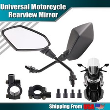 8mm 10mm Motorcycle Side Mirrors 7/8'' 22mm Handle Bar Universal For ATV E-Bike picture