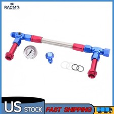 For Braided Dual Feed Carb Fuel Line AN8 Holley Carburetor 4150 Pressure Gauge picture