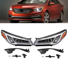 Pair Halogen Headlights Set for 2015 2016 2017 Hyundai Sonata Headlamp LH & RH picture