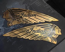 2X Big Indian Badge Set Indian Chief Scout Motorcycle Plate Brass Metal picture