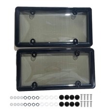 2 X Unbreakable License Plate Covers+Frames Auto Tag Shield Protector Front Rear picture