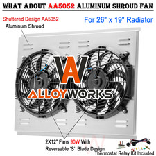 Universal Aluminum Shroud Electric Fan+Relay For 26